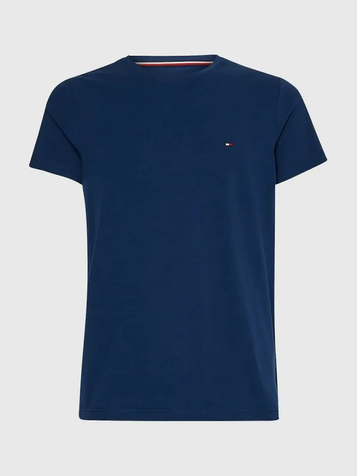 Tommy Hilfiger Flag Embroidery Slim Fit TShirt Twilight Indigo Mens TShirts Gift for Friend