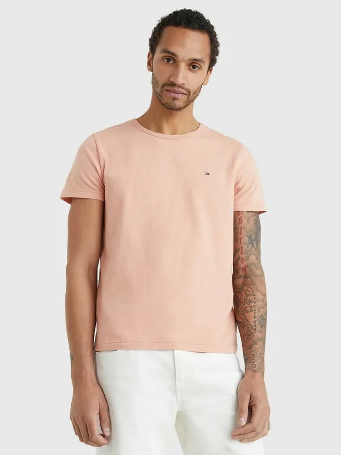 Tommy Hilfiger Flag Embroidery TShirt Guava Mens TShirts Popular