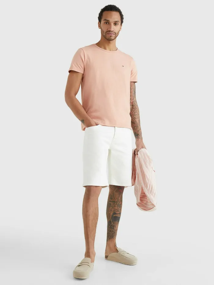 Tommy Hilfiger Flag Embroidery TShirt Guava Mens TShirts Popular