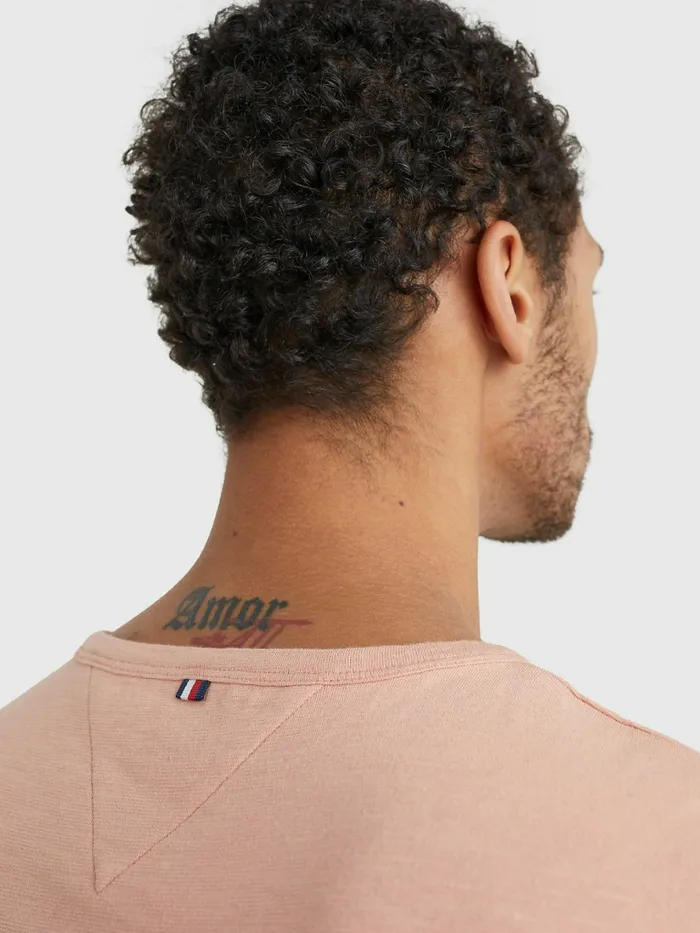 Tommy Hilfiger Flag Embroidery TShirt Guava Mens TShirts Popular