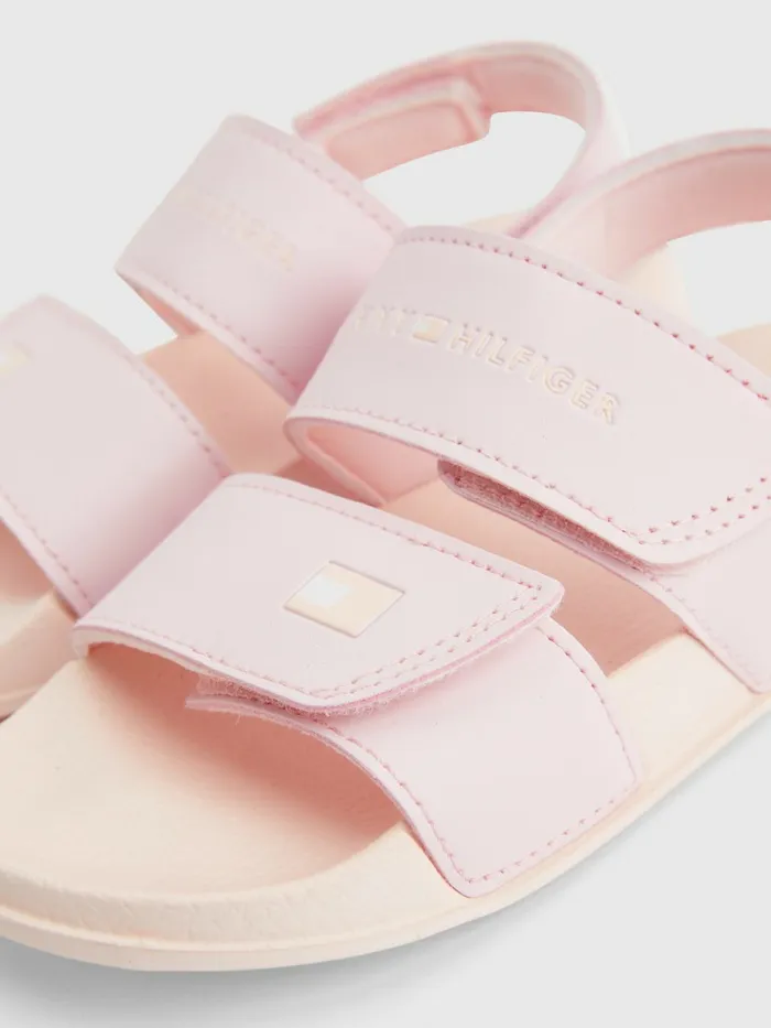 Tommy Hilfiger Flag Hook And Loop Sandals Pink Girls Shoes and Accessories Gift 4 You