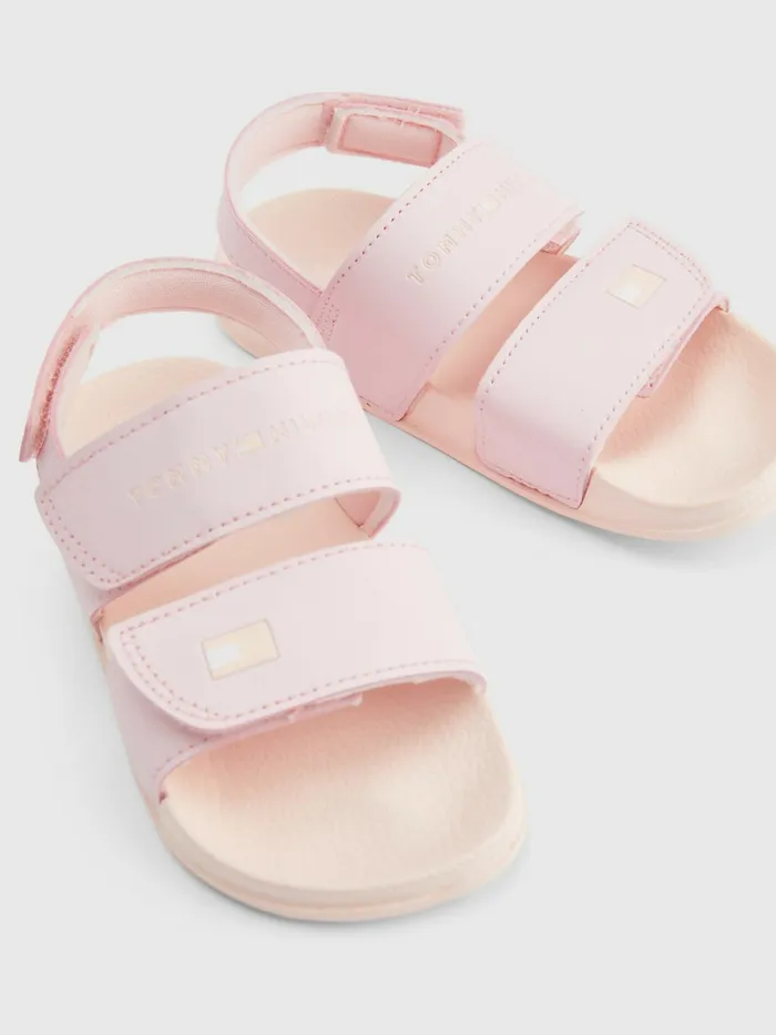 Tommy Hilfiger Flag Hook And Loop Sandals Pink Girls Shoes and Accessories Gift 4 You