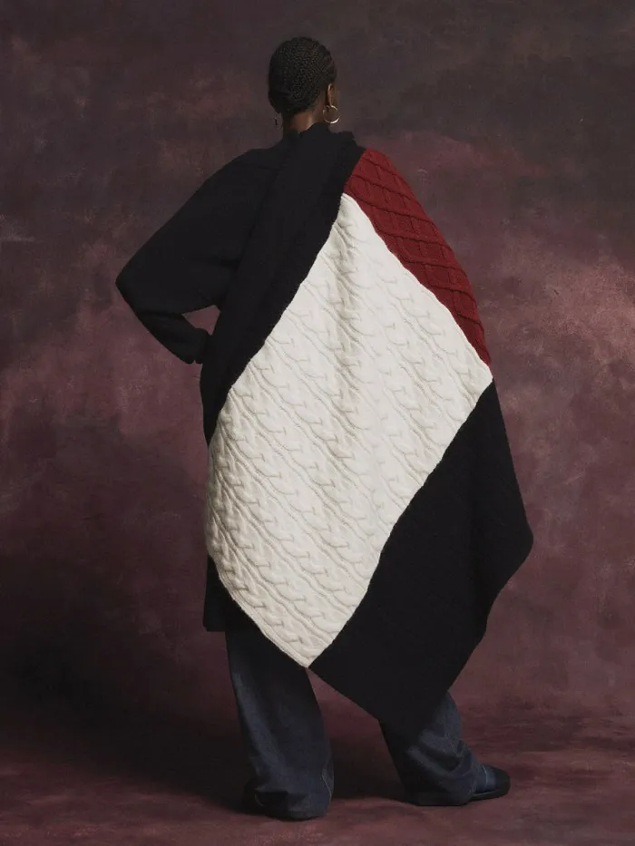 Tommy Hilfiger Flag Icon ColourBlocked Blanket Scarf Desert Sky Womens Hats and Scarves For Sale