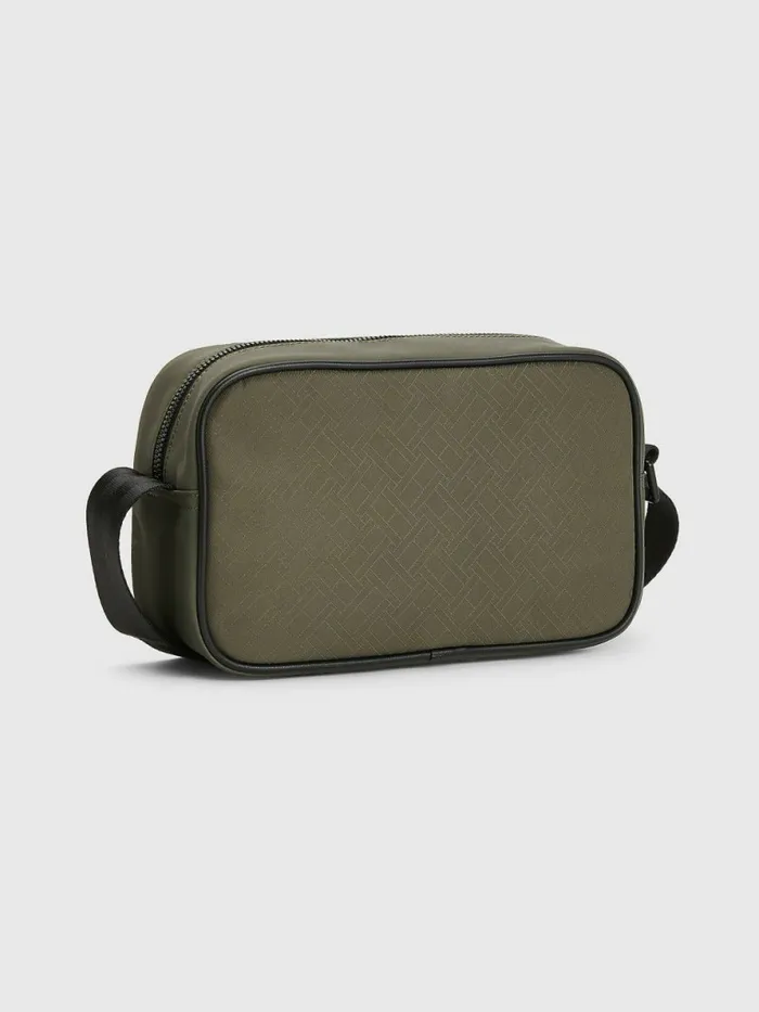 Tommy Hilfiger Flag Jacquard Reporter Bag Army Green Flag Monogram Mens Bags Near Me