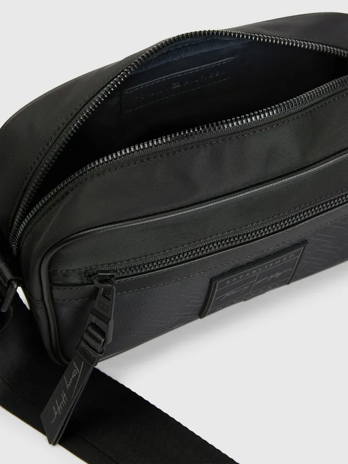 Tommy Hilfiger Flag Jacquard Reporter Bag Black Flag Monogram Mens Bags Gift 4 You