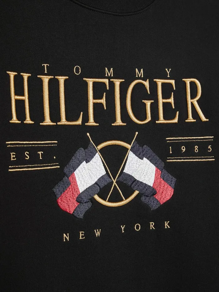 Tommy Hilfiger Flag Logo Sweatshirt Black Mens Sweatshirts and Hoodies Gift 4 You