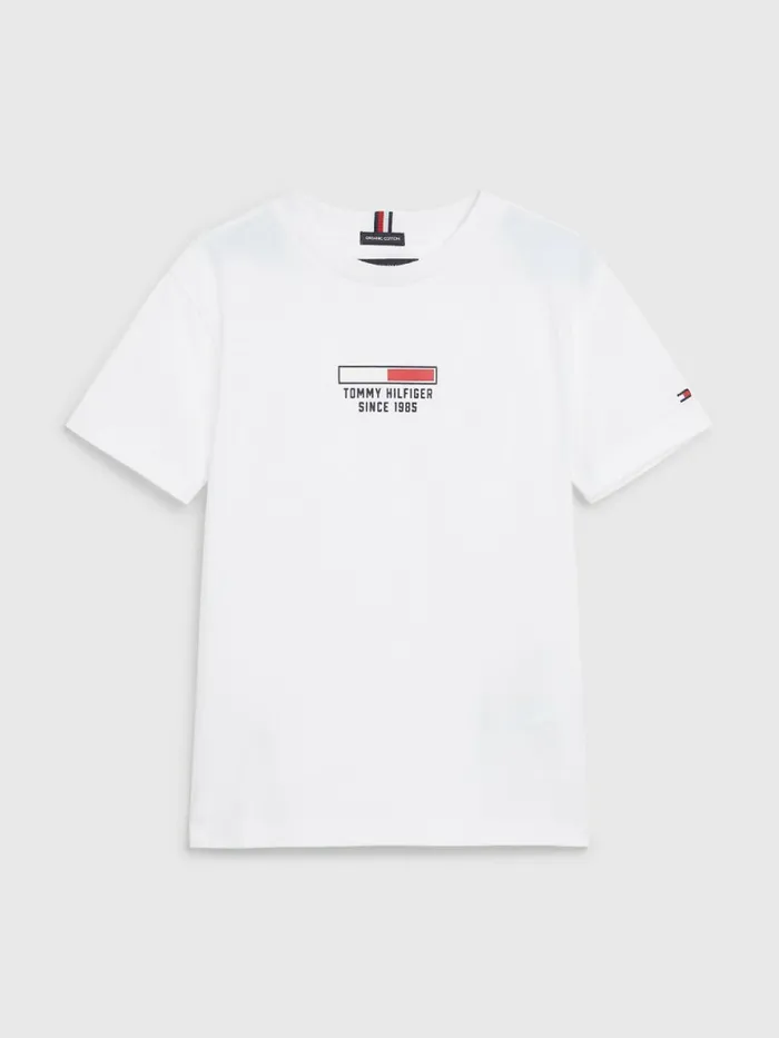Tommy Hilfiger Flag Logo TShirt White Boys TShirts and Polos Near Me