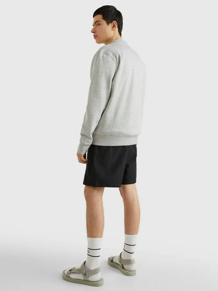 Tommy Hilfiger Flag Patch Fleece Sweatshirt Lt Grey Htr Mens Sweatshirts and Hoodies Gift 4 You