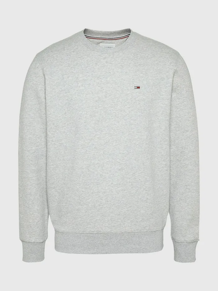 Tommy Hilfiger Flag Patch Fleece Sweatshirt Lt Grey Htr Mens Sweatshirts and Hoodies Gift 4 You