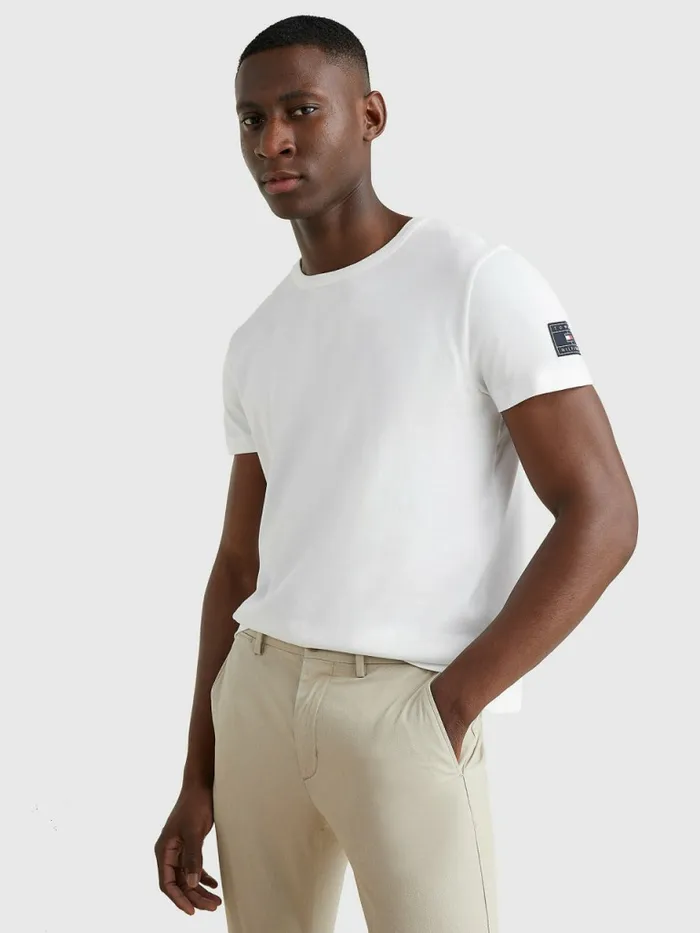 Tommy Hilfiger Flag Patch Sleeve TShirt White Mens TShirts Cheap On Sale