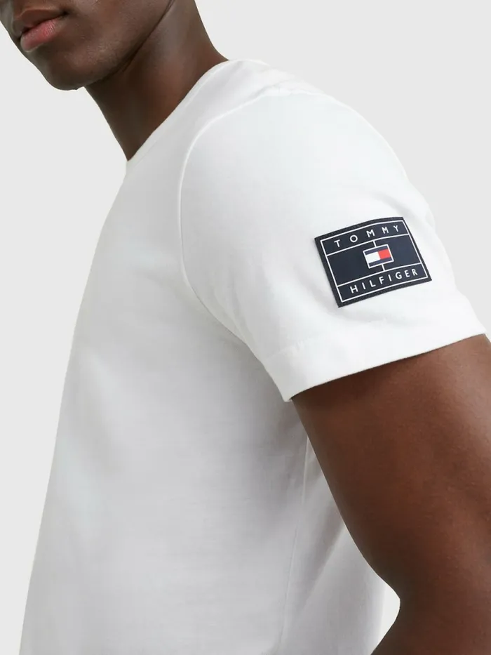 Tommy Hilfiger Flag Patch Sleeve TShirt White Mens TShirts Cheap On Sale