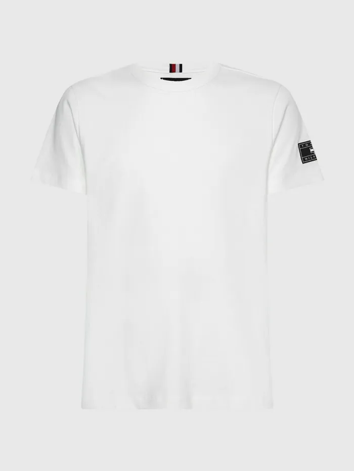 Tommy Hilfiger Flag Patch Sleeve TShirt White Mens TShirts Cheap On Sale
