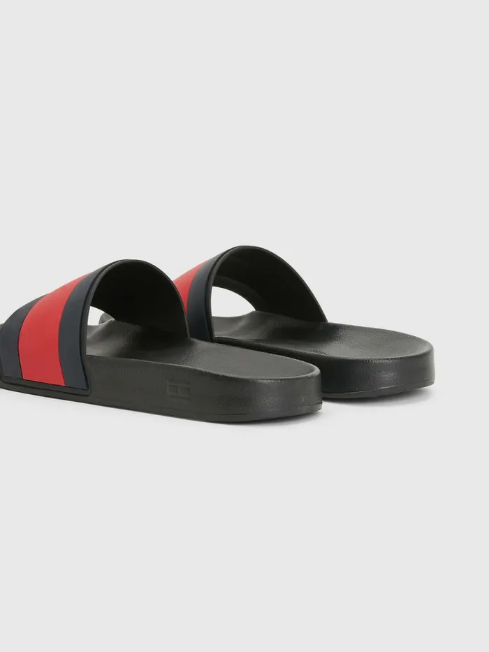 Tommy Hilfiger Flag Pool Slides Black Mens Sandals Sliders and Flip Flops Near Me