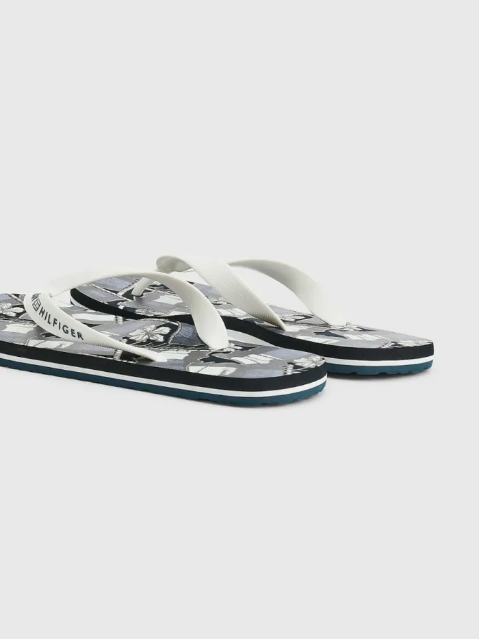 Tommy Hilfiger Flag Print FlipFlops White Mens Sandals Sliders and Flip Flops Online