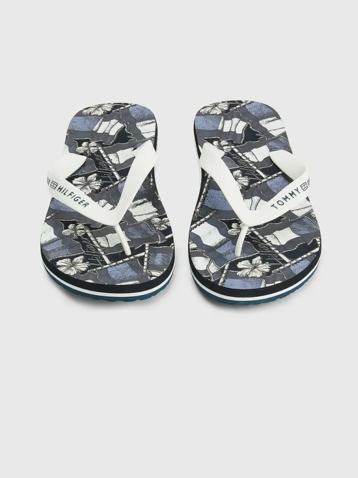 Tommy Hilfiger Flag Print FlipFlops White Mens Sandals Sliders and Flip Flops Online
