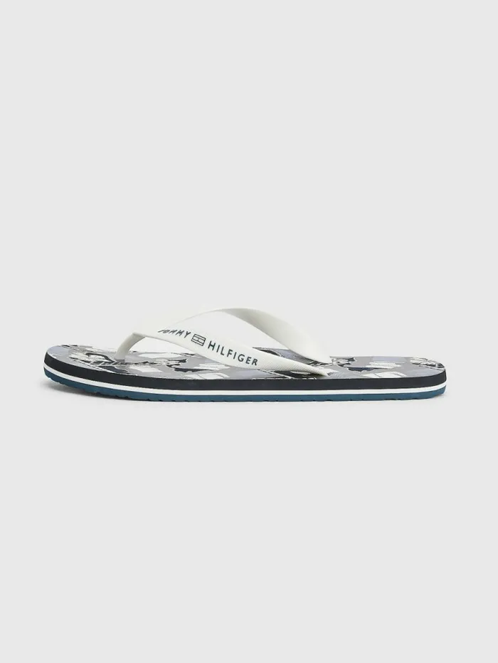 Tommy Hilfiger Flag Print FlipFlops White Mens Sandals Sliders and Flip Flops Online