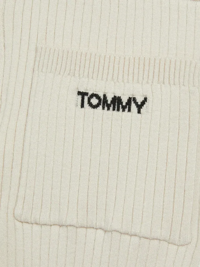 Tommy Hilfiger Flared RibKnit Trousers Stony Beige Girls Trousers Shorts and Skirts Sale