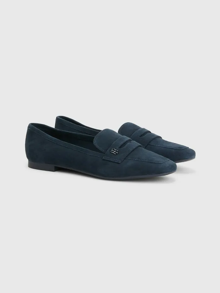 Tommy Hilfiger Flat Suede Loafers Desert Sky Womens Flat Shoes Near Me