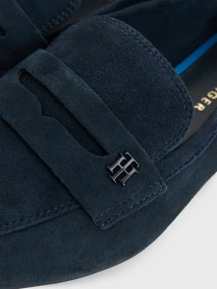 Tommy Hilfiger Flat Suede Loafers Desert Sky Womens Flat Shoes Near Me