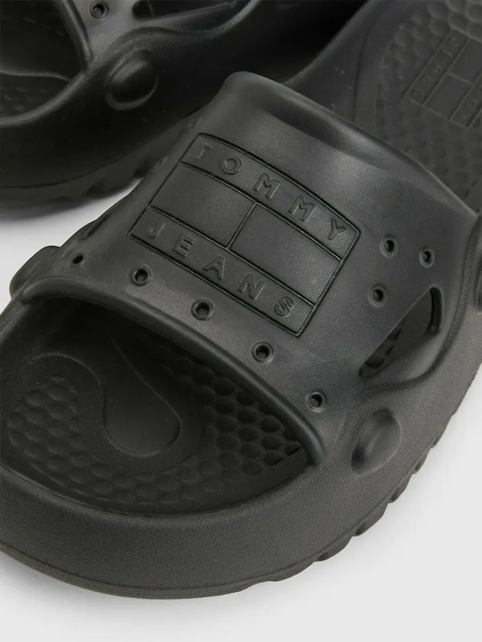 Tommy Hilfiger Flatform Cleat Pool Slides Black Womens Boots Gift 4 You