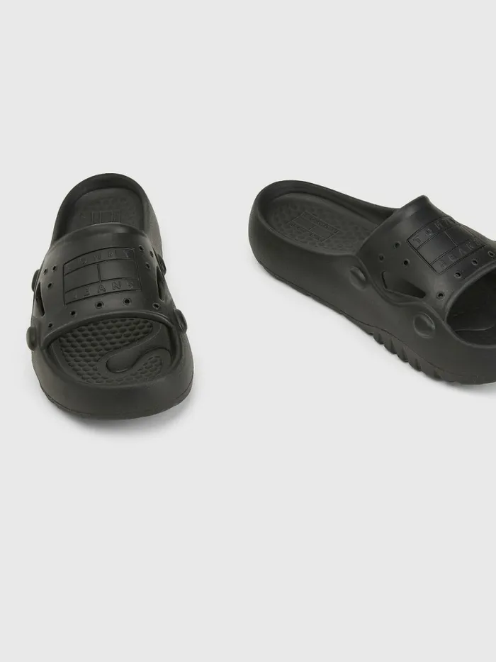 Tommy Hilfiger Flatform Cleat Pool Slides Black Womens Boots Gift 4 You