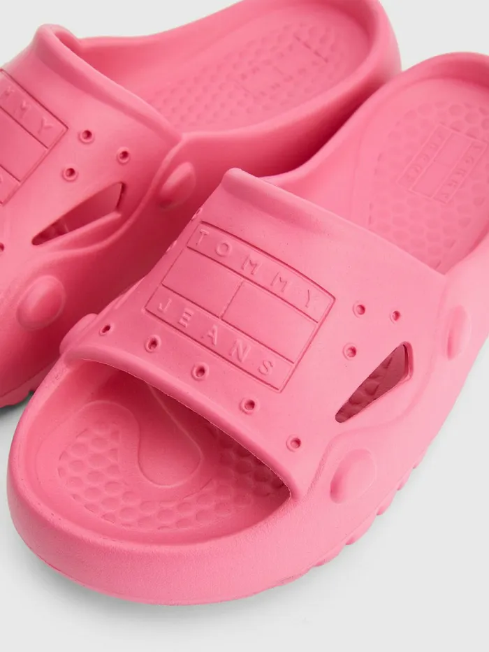 Tommy Hilfiger Flatform Cleat Pool Slides Pink Alert Womens Pumps For Sale