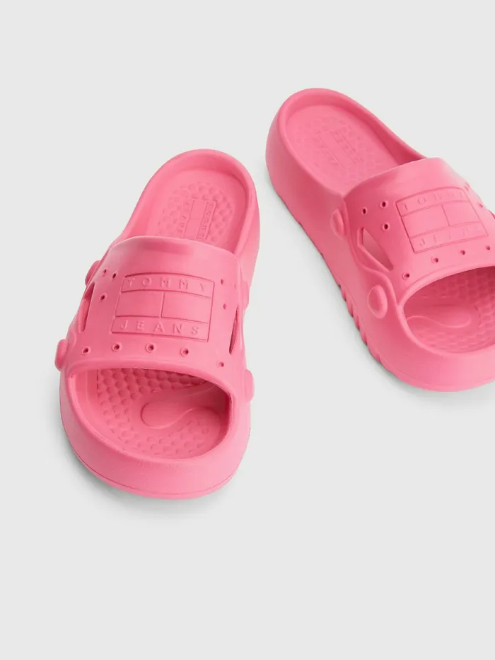 Tommy Hilfiger Flatform Cleat Pool Slides Pink Alert Womens Pumps For Sale