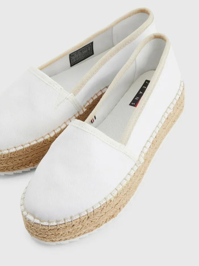 Tommy Hilfiger Flatform Espadrilles White Womens Flat Shoes Near Me
