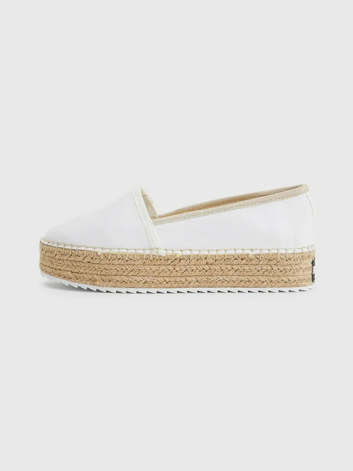 Tommy Hilfiger Flatform Espadrilles White Womens Flat Shoes Near Me