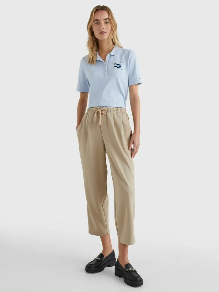 Tommy Hilfiger Flock Flag Polo Breezy Blue Womens Polo Shirts For Sale