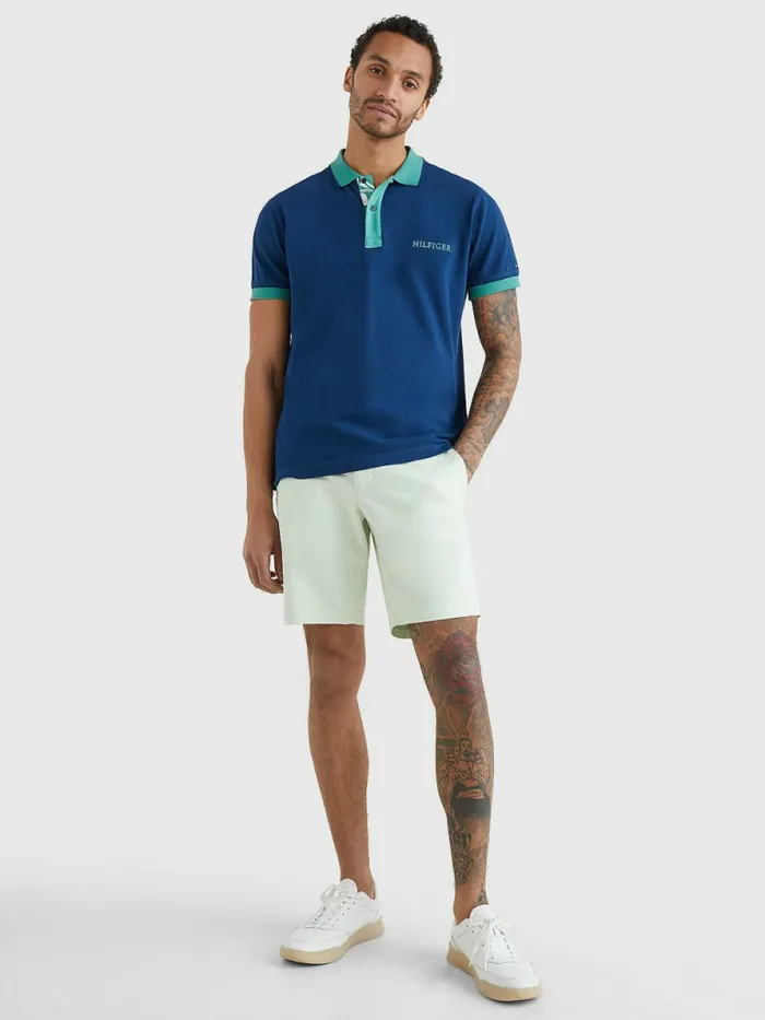 Tommy Hilfiger Floral Collar Regular Fit Polo Twilight Indigo Mens Polo Shirts Gift 4 You