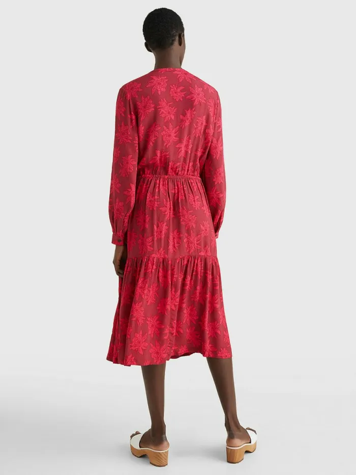 Tommy Hilfiger Floral Crepe Shift Midi Dress Mid Scale BloomPink Splendor Womens Dresses and Jumpsuits Gift Ideas