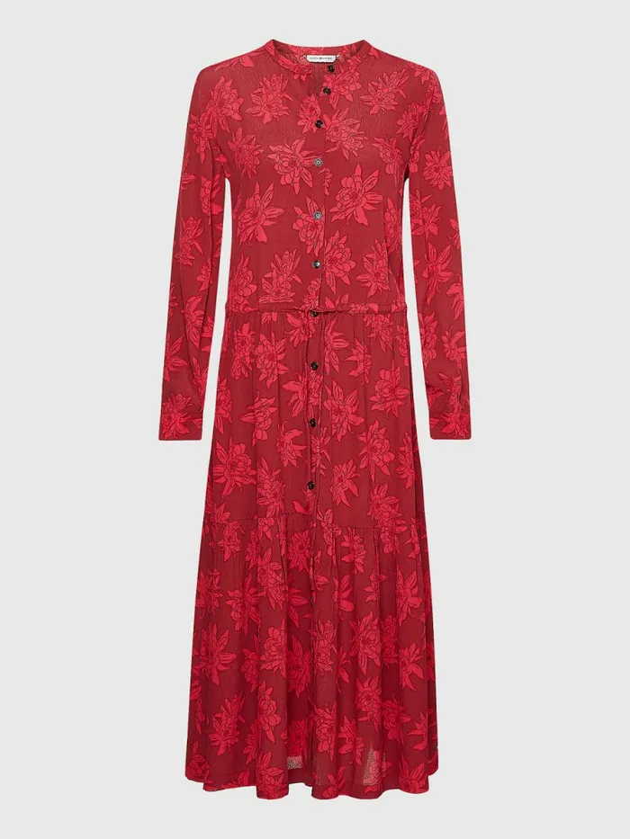 Tommy Hilfiger Floral Crepe Shift Midi Dress Mid Scale BloomPink Splendor Womens Dresses and Jumpsuits Gift Ideas