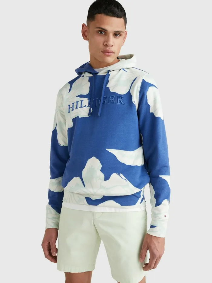Tommy Hilfiger Floral Print Hoody Twilight Indigo Mens Sweatshirts and Hoodies Sale Tommy Hilfiger Floral Print Hoody Twilight Indigo Mens Sweatshirts and Hoodies Sale