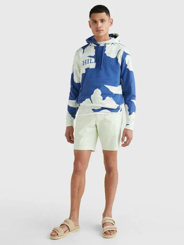 Tommy Hilfiger Floral Print Hoody Twilight Indigo Mens Sweatshirts and Hoodies Sale