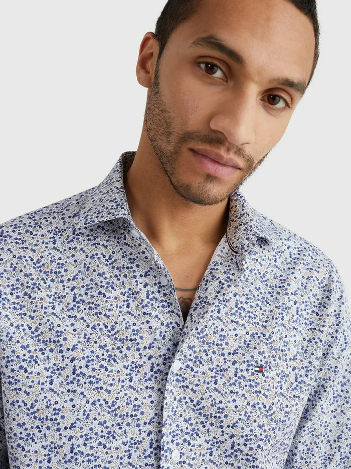 Tommy Hilfiger Floral Regular Fit Shirt Blue Allover Mens Shirts For Sale