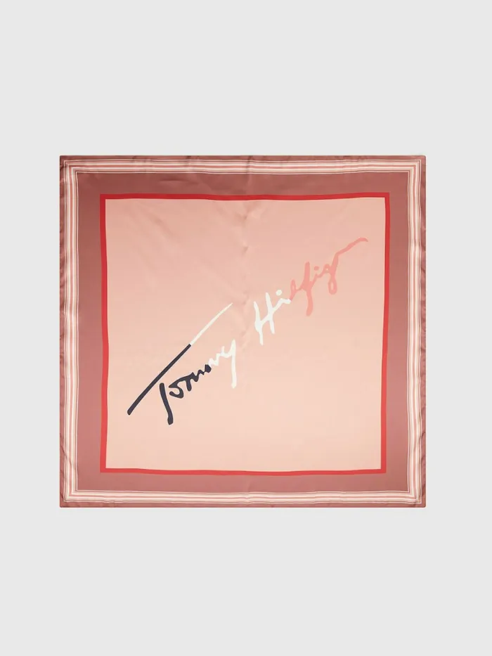 Tommy Hilfiger Fresh Signature Satin Scarf Guava Womens Hats and Scarves Gift 4 You Tommy Hilfiger Fresh Signature Satin Scarf Guava Womens Hats and Scarves Gift 4 You