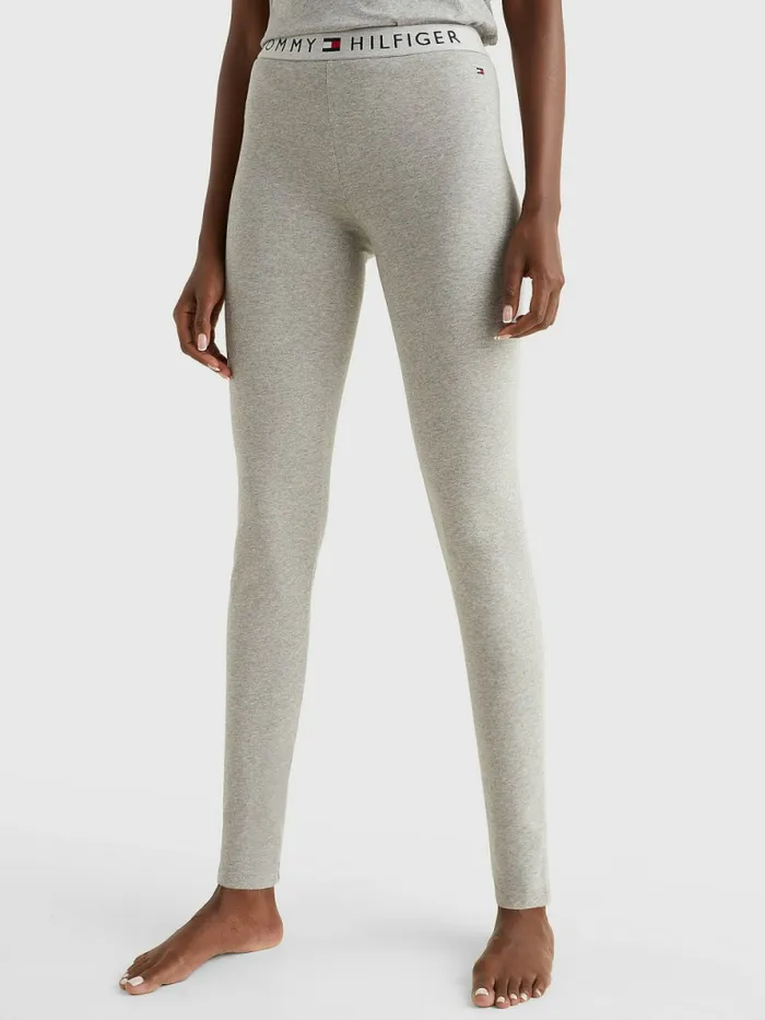 Tommy Hilfiger Full Length Logo Leggings Grey Heather Womens Lounge and Nightwear