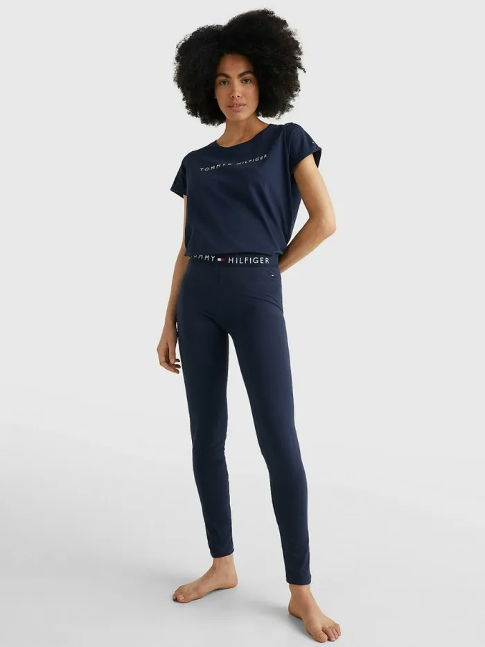 Tommy Hilfiger Full Length Logo Leggings Navy Blazer Womens Lounge and Nightwear