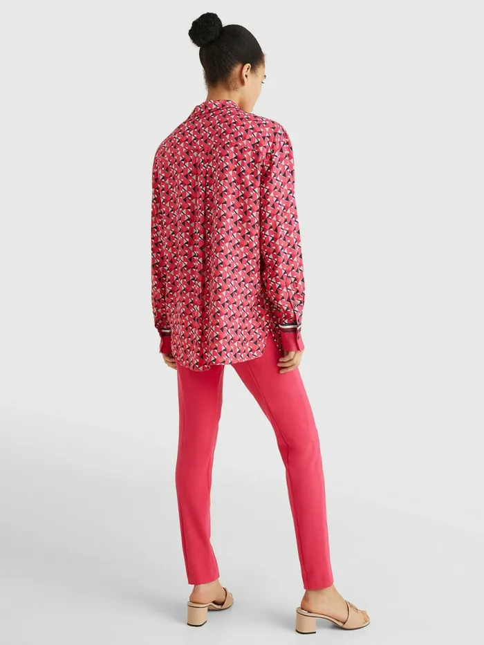 Tommy Hilfiger Geo Print Relaxed Viscose Blouse Island GeoLarge Pink Womens Shirts and Blouses Popular