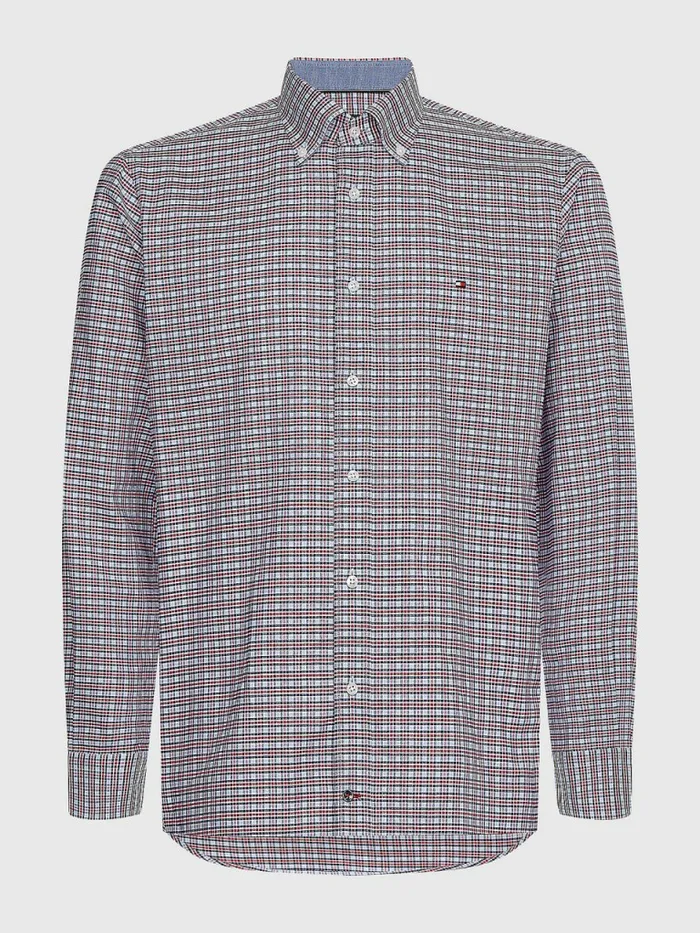 Tommy Hilfiger Gingham Check Organic Oxford Cotton Shirt Blazer RedTh Light Blue Mens Shirts Near Me