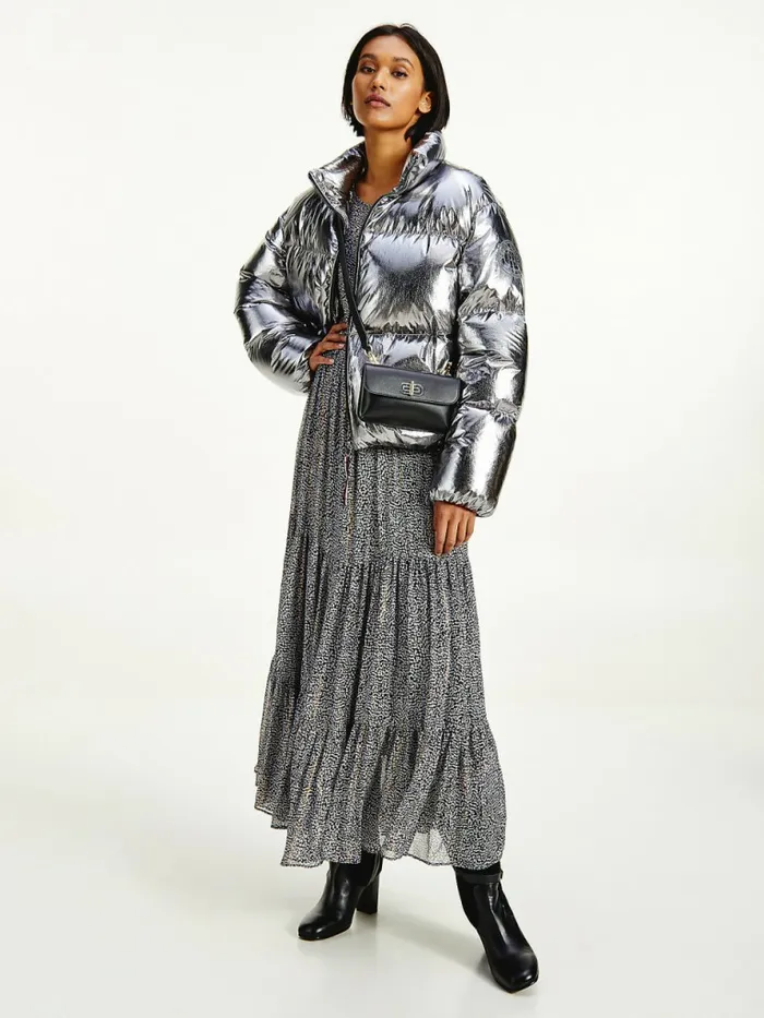 Tommy Hilfiger Gloss Foil DownFilled Puffer Jacket Silver Womens Coats and Jackets On Sale