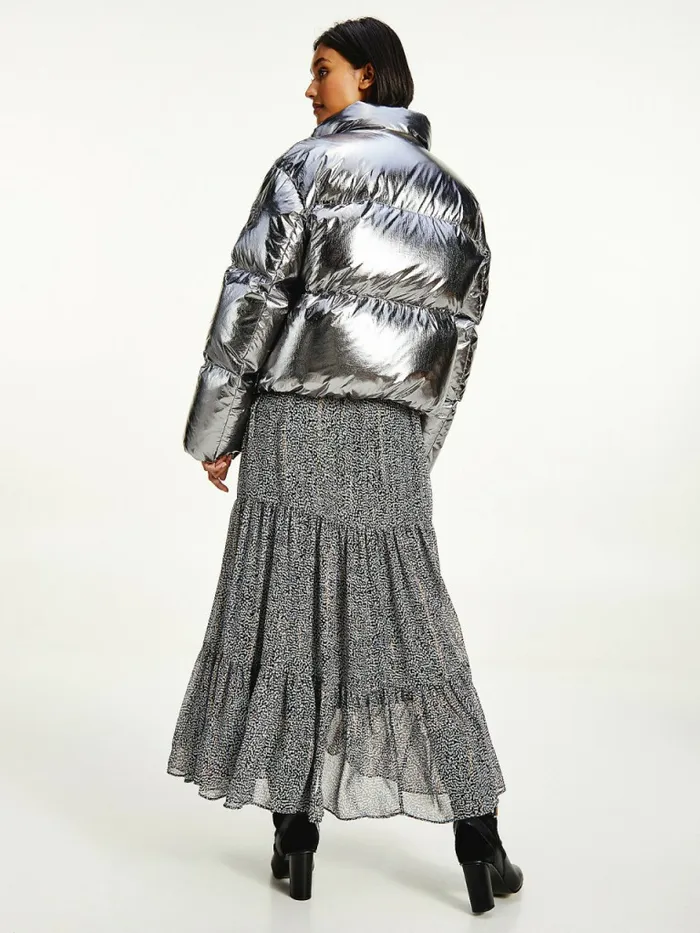 Tommy Hilfiger Gloss Foil DownFilled Puffer Jacket Silver Womens Coats and Jackets On Sale