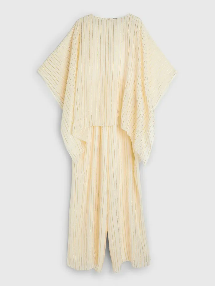 Tommy Hilfiger Gold Stripe Jumpsuit Ivory Womens Dresses and Jumpsuits Gift for Friend