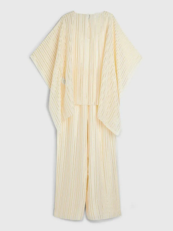 Tommy Hilfiger Gold Stripe Jumpsuit Ivory Womens Dresses and Jumpsuits Gift for Friend