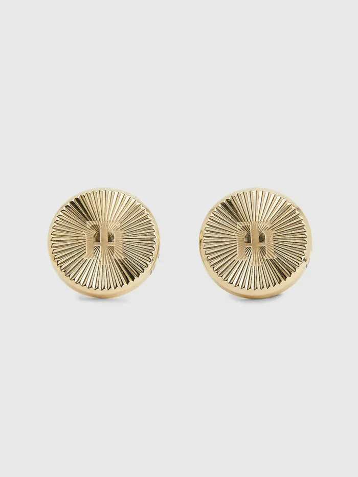 Tommy Hilfiger GoldTone Monogram Stud Earrings Gold Womens Jewellery