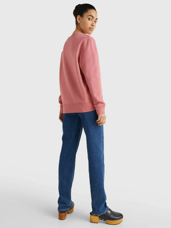 Tommy Hilfiger Graphic Crew Neck Sweatshirt English Pink Womens Sweatshirts and Hoodies For Sale