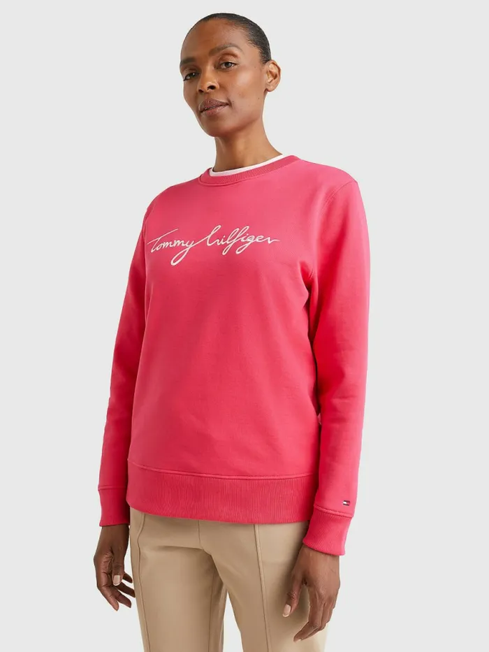 Tommy Hilfiger Graphic Crew Neck Sweatshirt Pink Splendor Womens Sweatshirts and Hoodies Online Tommy Hilfiger Graphic Crew Neck Sweatshirt Pink Splendor Womens Sweatshirts and Hoodies Online