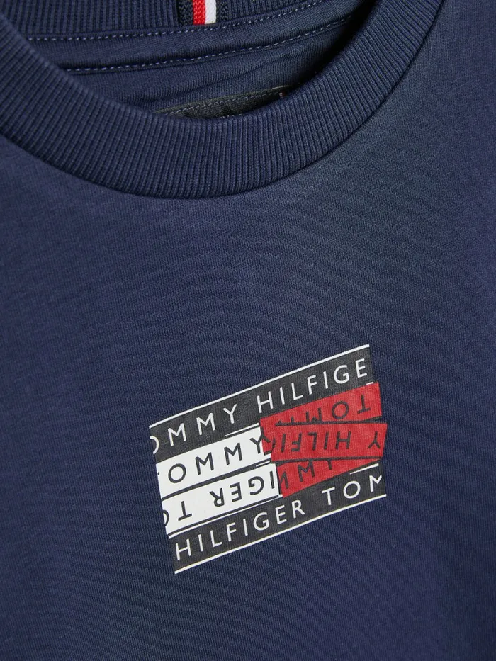 Tommy Hilfiger Graphic Tape Logo Sweatshirt Twilight Navy Boys Sweatshirts and Hoodies Fashion
