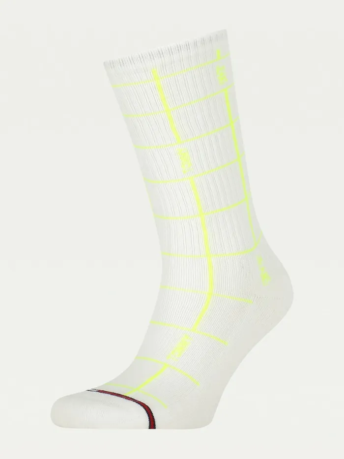 Tommy Hilfiger Grid Print Socks Lime Womens Socks and Hosiery Gift Ideas